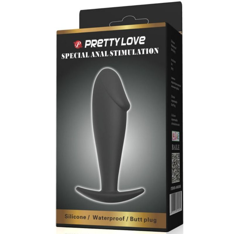 PRETTY LOVE - PLUG ANAL CON FORMA DE PENE DE SILICONA NEGRO