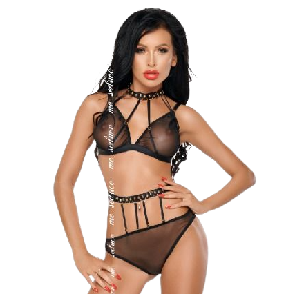 ME-SEDUCE - DOTTY TWO PIECE SET BLACK L/XL