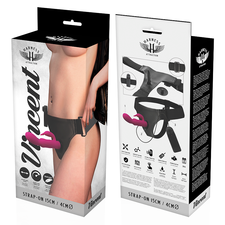 HARNESS ATTRACTION - RNES RABBIT VIBRATOR VINCENT 15 CM -O- 4 CM