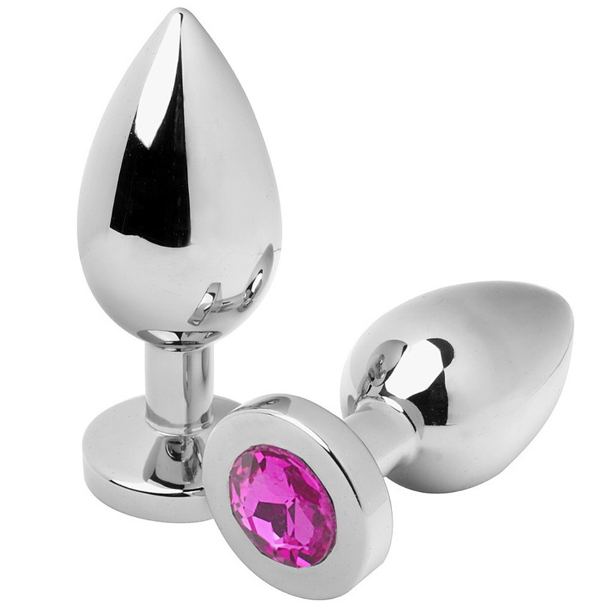 PLUG ANAL DE METAL DURO - DIAMANTE ROSA PEQUEÑO 5,71 CM