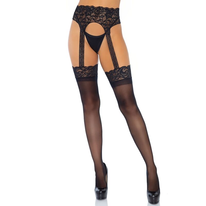 LEG AVENUE - OPAQUE GARTERBELT TIGHTS ONE SIZE