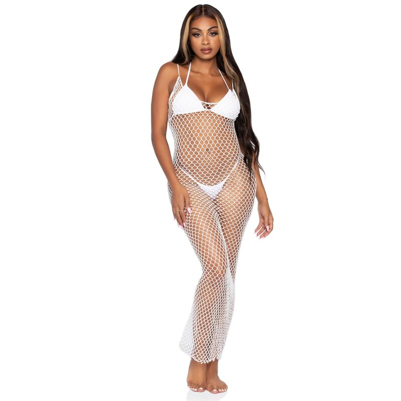 LEG AVENUE - TWIST NET FABRIC MAXI DRESS ONE SIZE