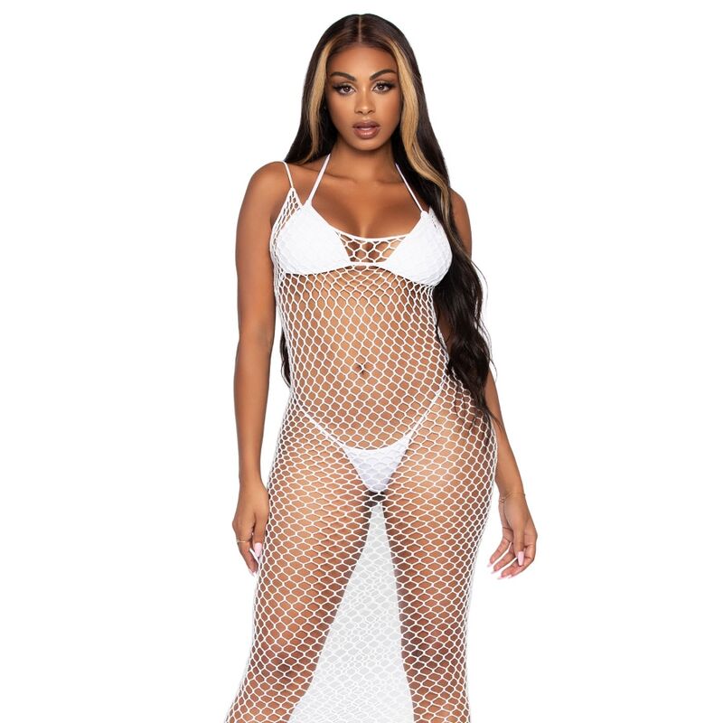LEG AVENUE - TWIST NET FABRIC MAXI DRESS ONE SIZE