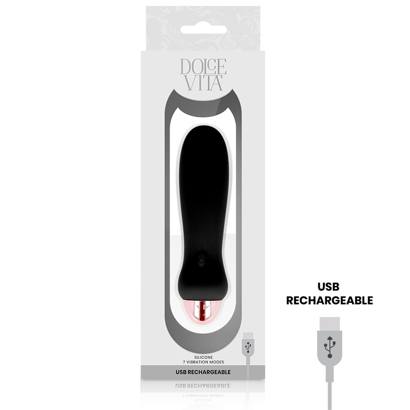 CINCO BLACK RECHARGEABLE VIBRATOR 7 SPEEDS