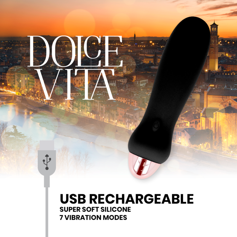 CINCO BLACK RECHARGEABLE VIBRATOR 7 SPEEDS