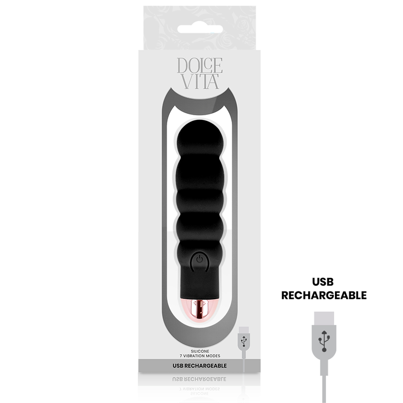 SIX BLACK RECHARGEABLE VIBRATOR 7 SPEEDS