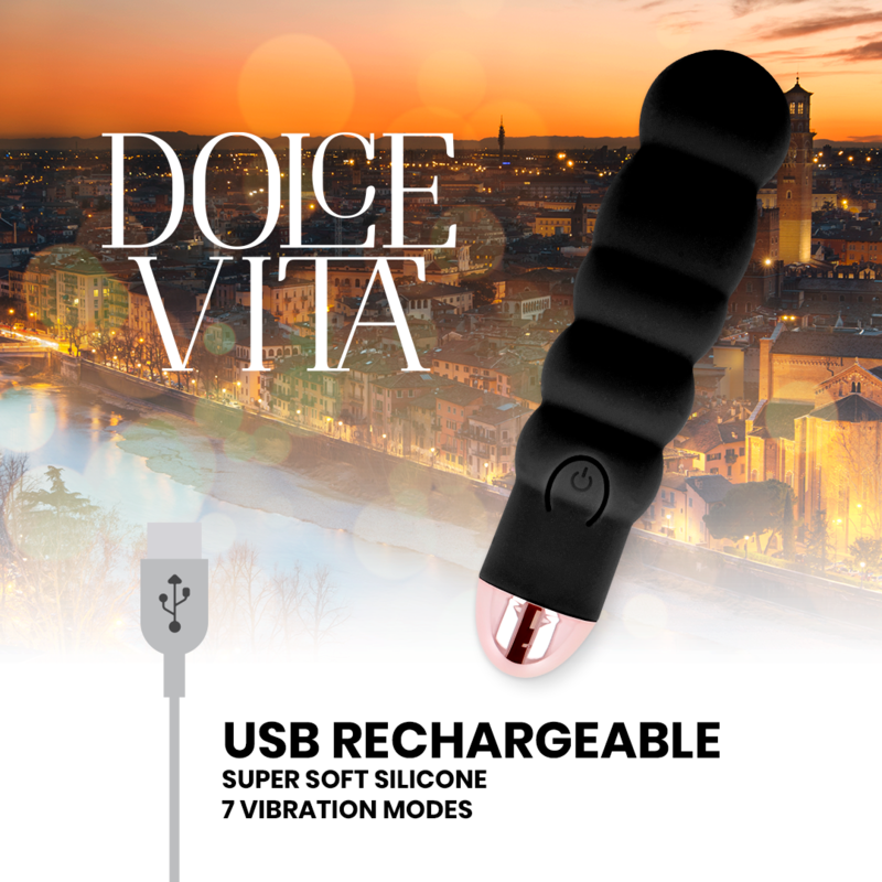SIX BLACK RECHARGEABLE VIBRATOR 7 SPEEDS