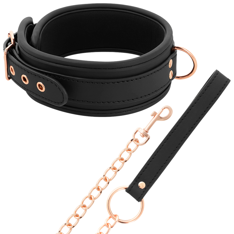 COQUETTE CHIC DESIRE - FANTASY VEGAN LEATHER NECKLACE WITH NEOPRENE LINING AND HANDLE