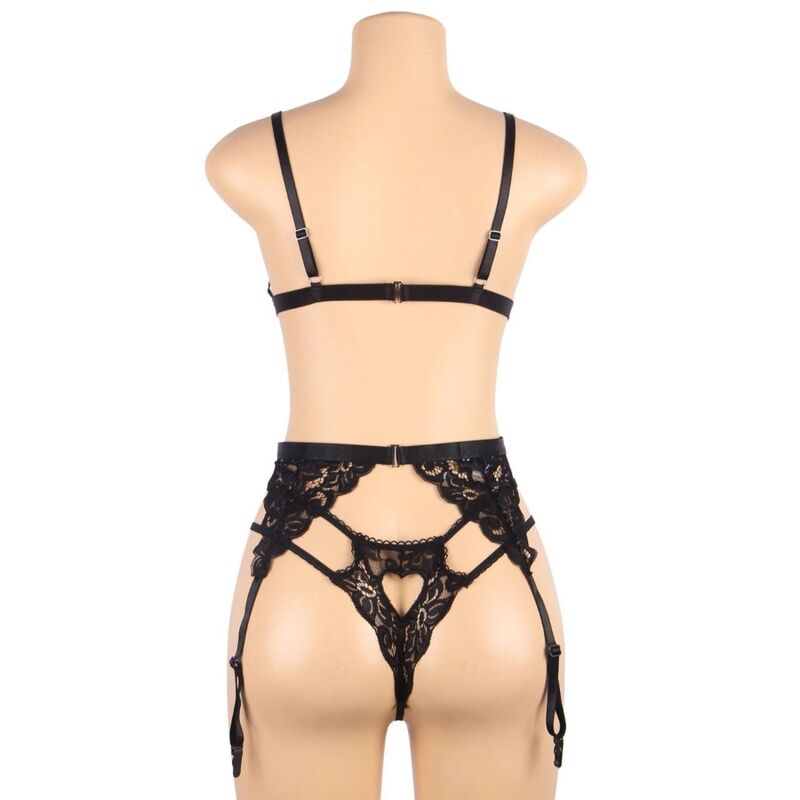 SUBBLIME - THREE PIECE SET BRA + GARTER BELT + PANTIES S/M