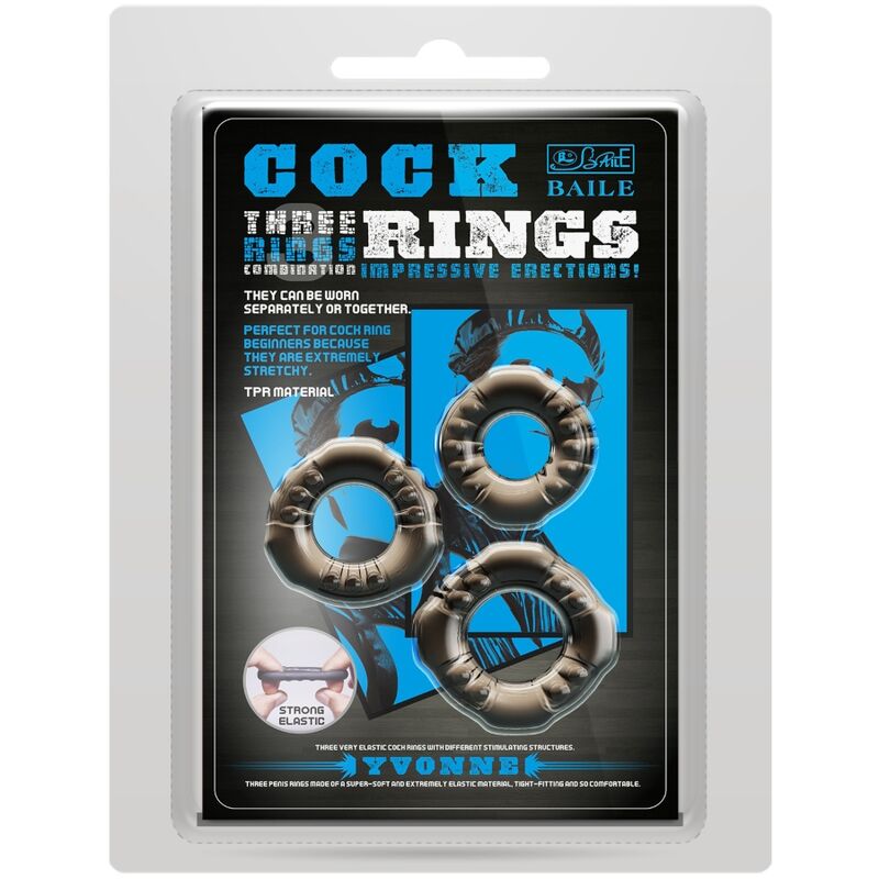 BAILE - COCK RINGS YVONNE SET OF 3 PENIS RINGS