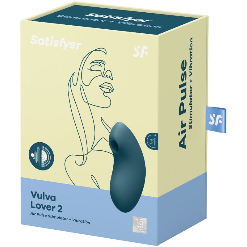 SATISFYER - ESTIMULADOR Y VIBRADOR DE PULSACIONES DE AIRE VULVA LOVER 2 AZUL