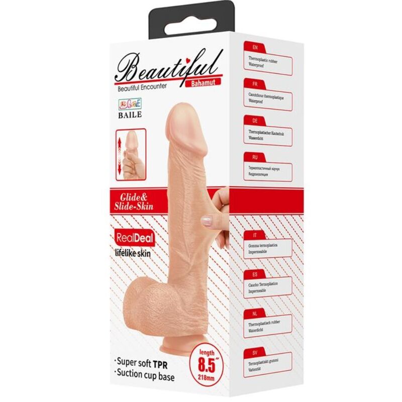 BAILE - BEAUTIFUL MEETING BAHAMUT FLEXIBLE REALISTIC DILDO 21.8 CM NATURAL