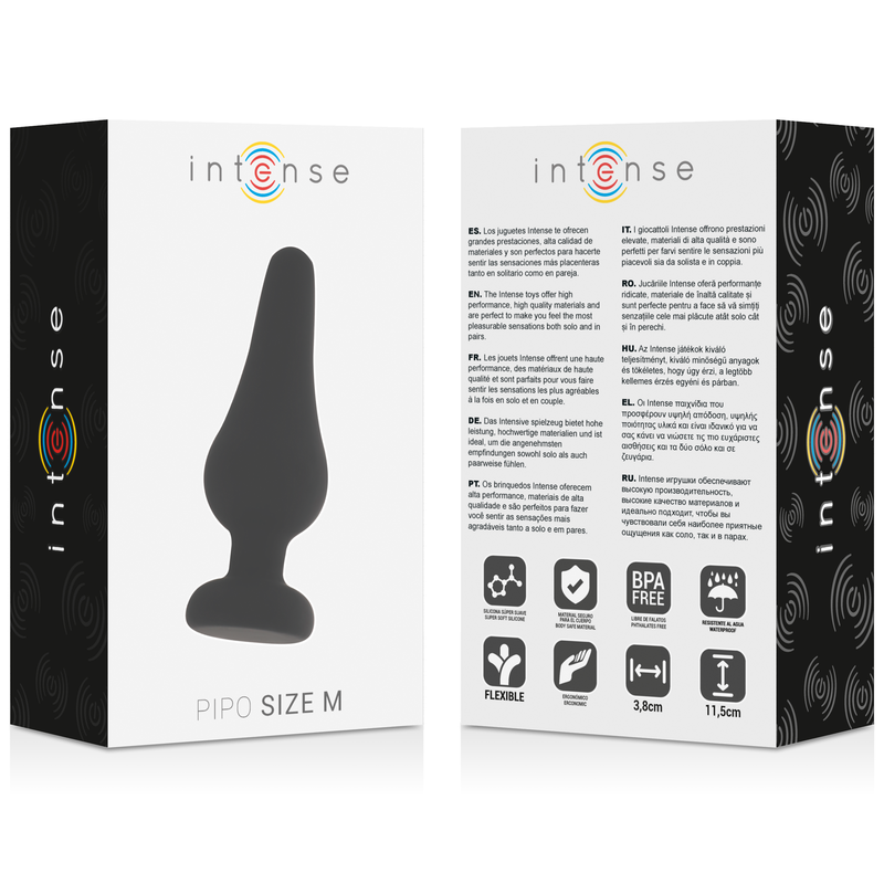 INTENSO - PIPO M PLUG ANAL SILICONA NEGRO 11 CM