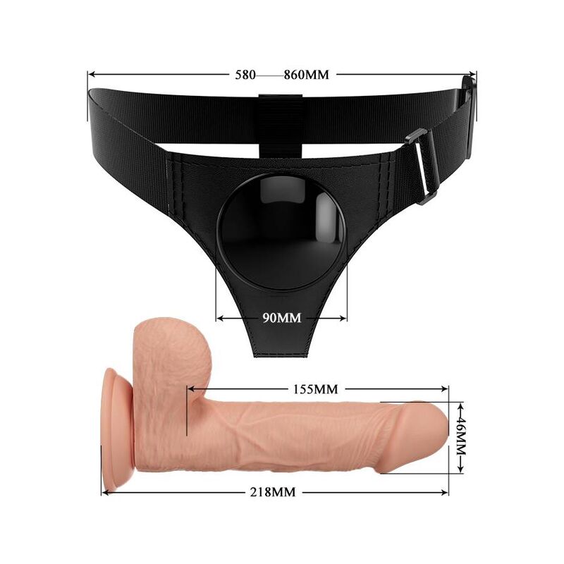 PRETTY LOVE - ARNÉS UNIVERSAL CON DILDO JERRY 21,8 CM NATURAL