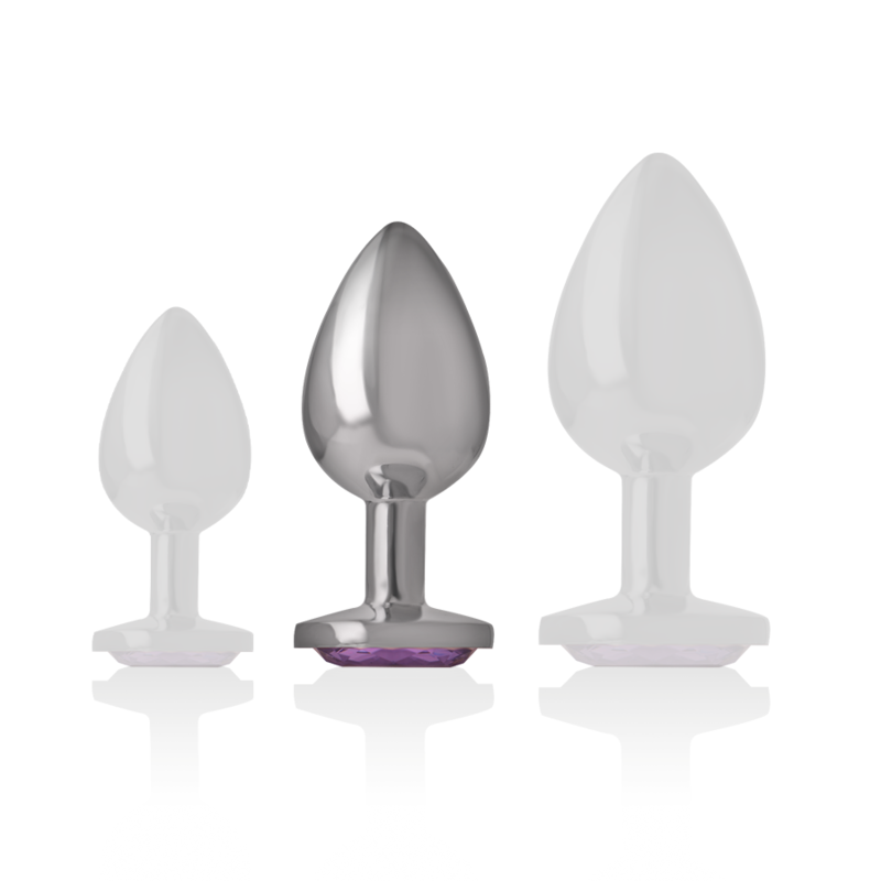 INTENSE - ALUMINUM METAL BUTT PLUG WITH VIOLET CRYSTAL SIZE M