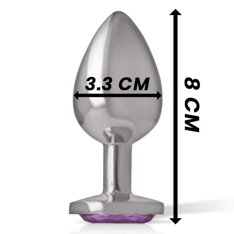 INTENSE - ALUMINUM METAL BUTT PLUG WITH VIOLET CRYSTAL SIZE M