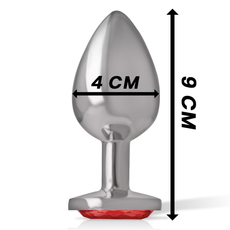 INTENSE - PLUG ANAL DE METAL ALUMINIO CON CRISTAL ROJO TALLA L