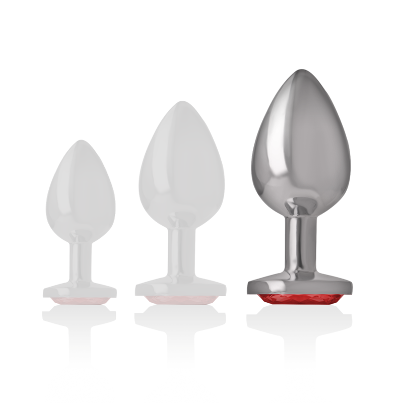 INTENSE - PLUG ANAL DE METAL ALUMINIO CON CRISTAL ROJO TALLA L