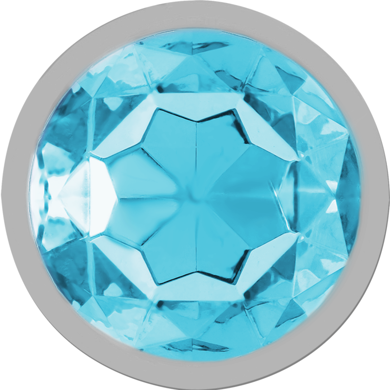 INTENSE - ALUMINUM METAL BUTT PLUG WITH BLUE CRYSTAL SIZE L