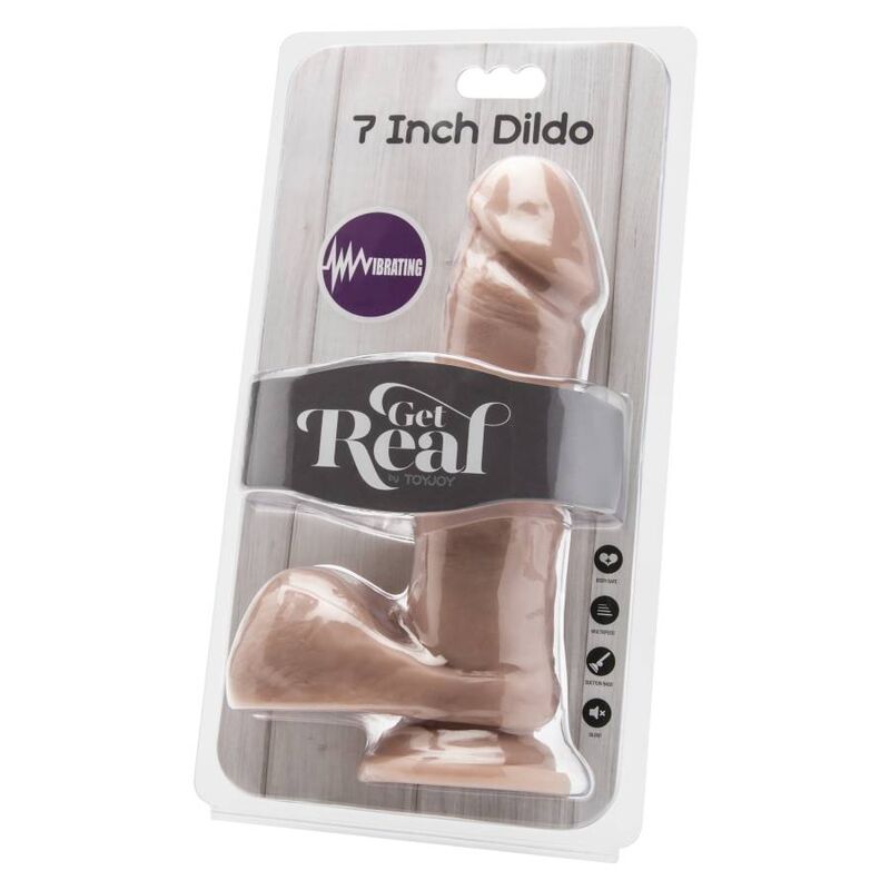 GET REAL - DILDO DE 18 CM CON BOLAS VIBRADORAS PIEL