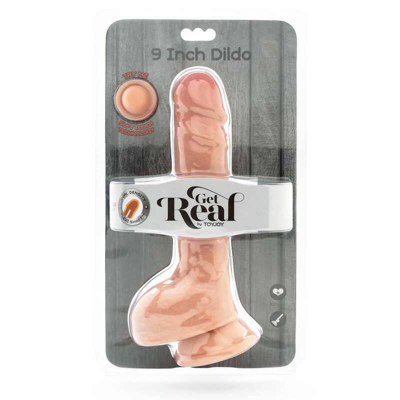 GET REAL - DUAL DENSITY DILDO 25.5 CM LEATHER BALLS
