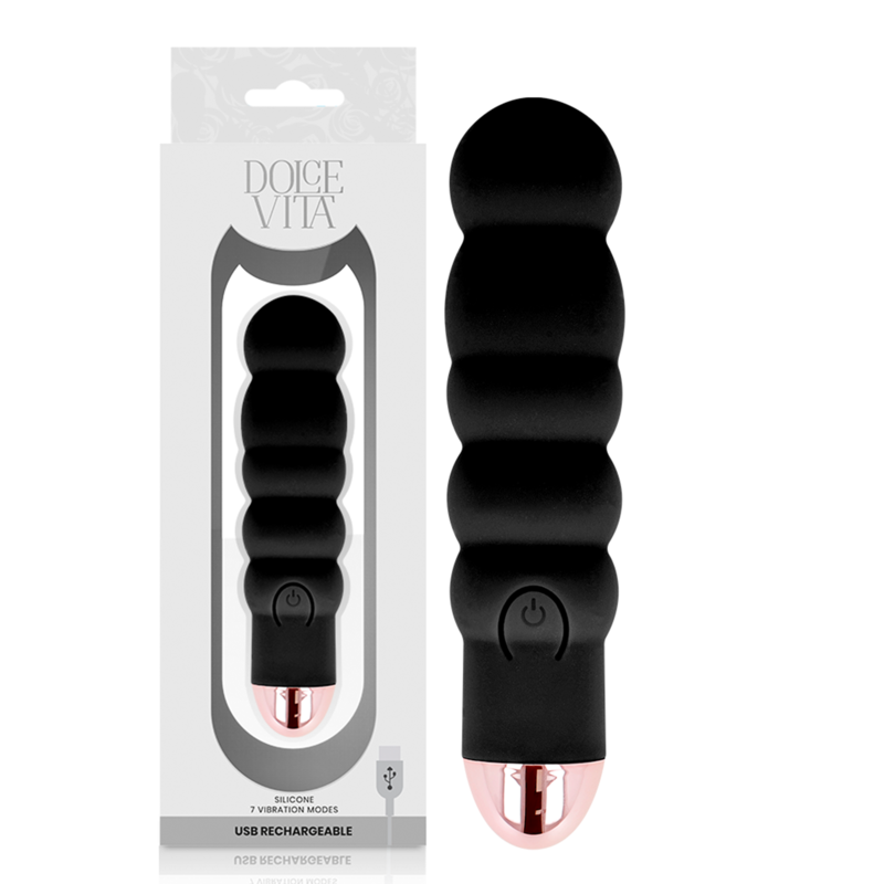 SIX BLACK RECHARGEABLE VIBRATOR 7 SPEEDS