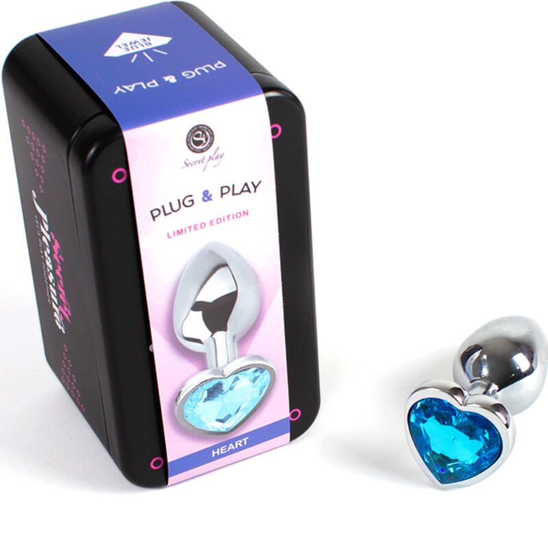 SECRETPLAY - BLUE HEART METAL ANAL PLUG SMALL SIZE 7 CM