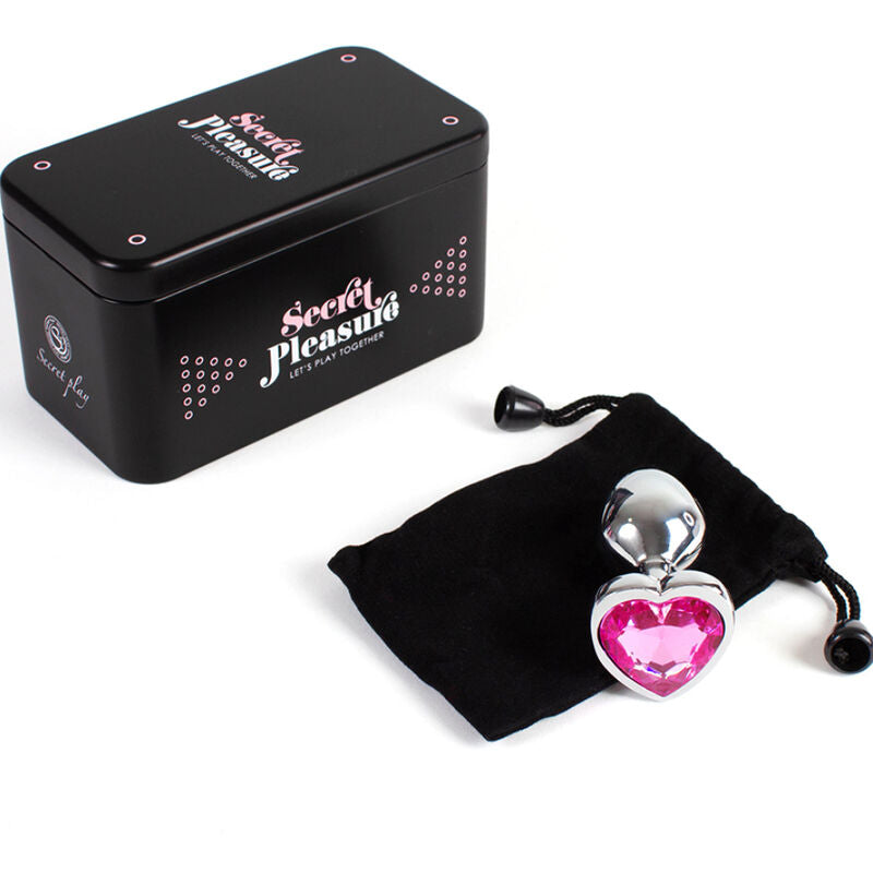 SECRETPLAY - SMALL HEART METAL BUTT PLUG FUCHSIA SIZE 7 CM