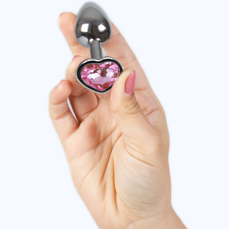 SECRETPLAY - SMALL HEART METAL BUTT PLUG FUCHSIA SIZE 7 CM