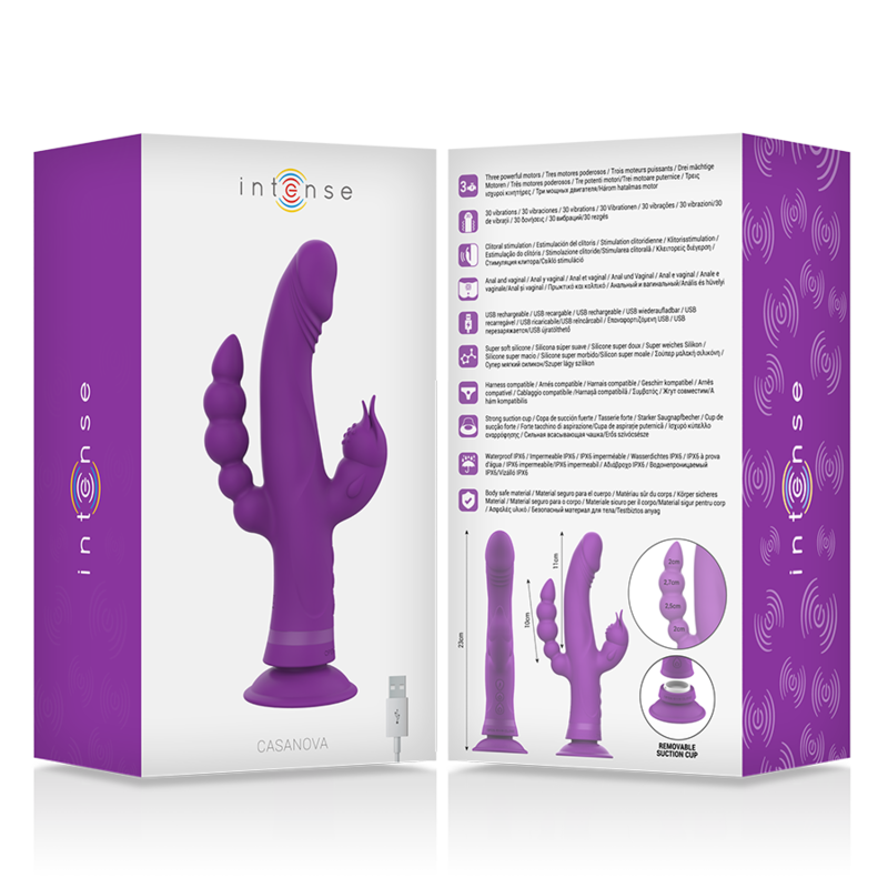 INTENSE - CASANOVA RABBIT TRIPLE MOTOR PURPLE SILICONE VIBRATOR