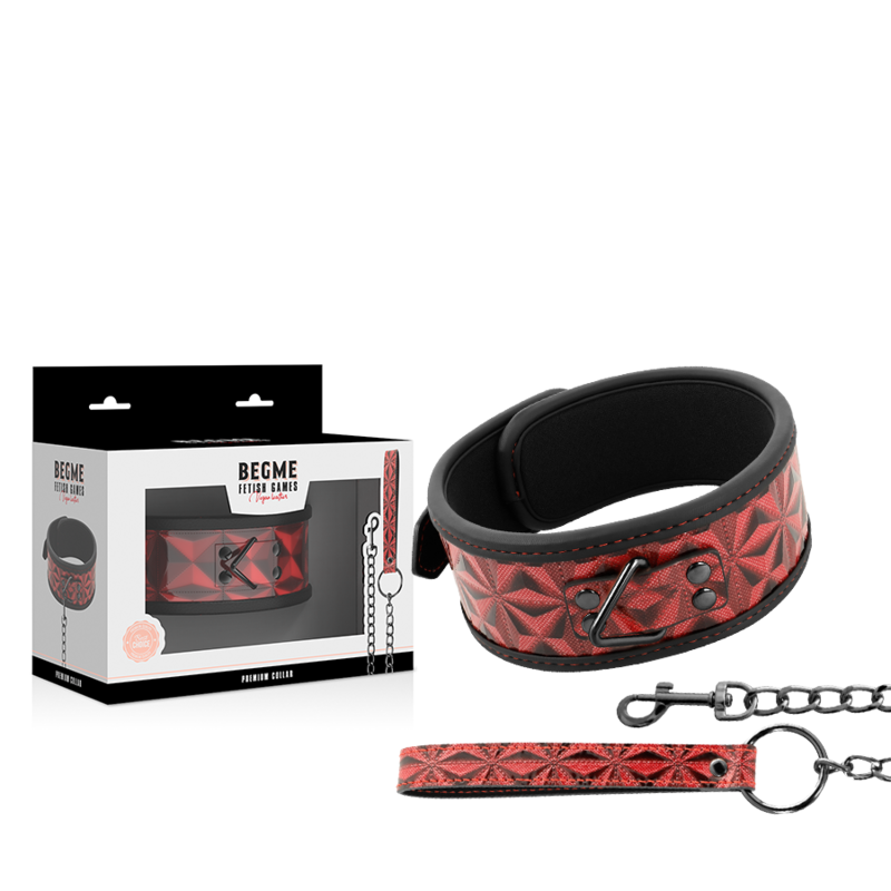 BEGME - COLLAR DE CUERO VEGANO EDICIÓN ROJA PREMIUM CON FORRO DE NEOPRENO