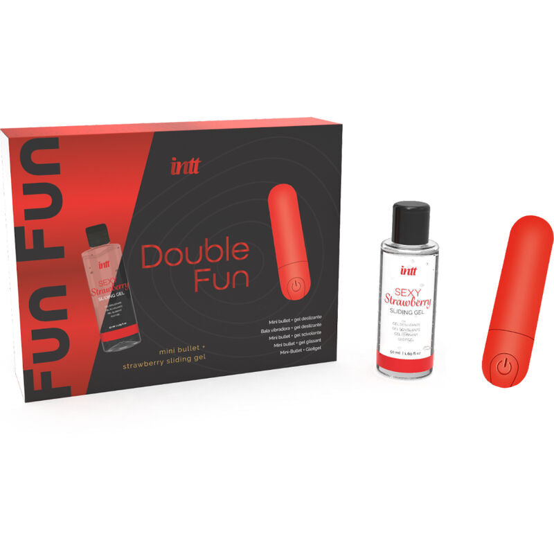 LANZAMIENTOS INTT - KIT DUPLO FUN CON BALA VIBRADORA Y GEL DE MASAJE DE FRESA