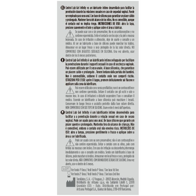 CONTROL - INFINITY SILICONE BASE LUBRICANT 75 ML