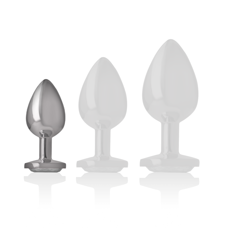 INTENSE - PLUG ANAL DE METAL ALUMINIO CON CORAZÓN BLANCO TALLA S