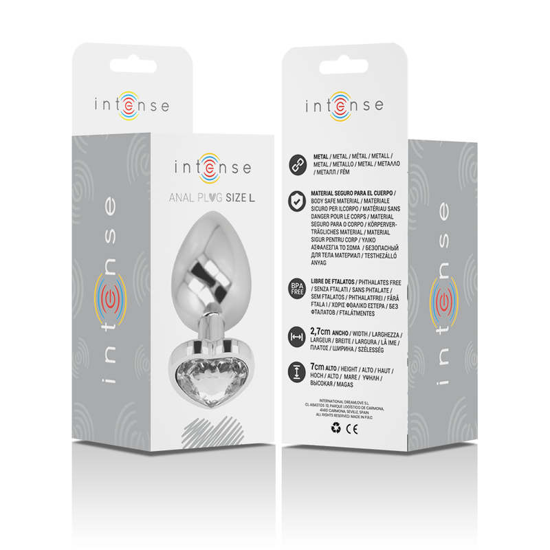 INTENSE - WHITE ALUMINUM METAL ANAL PLUG HEART SIZE L