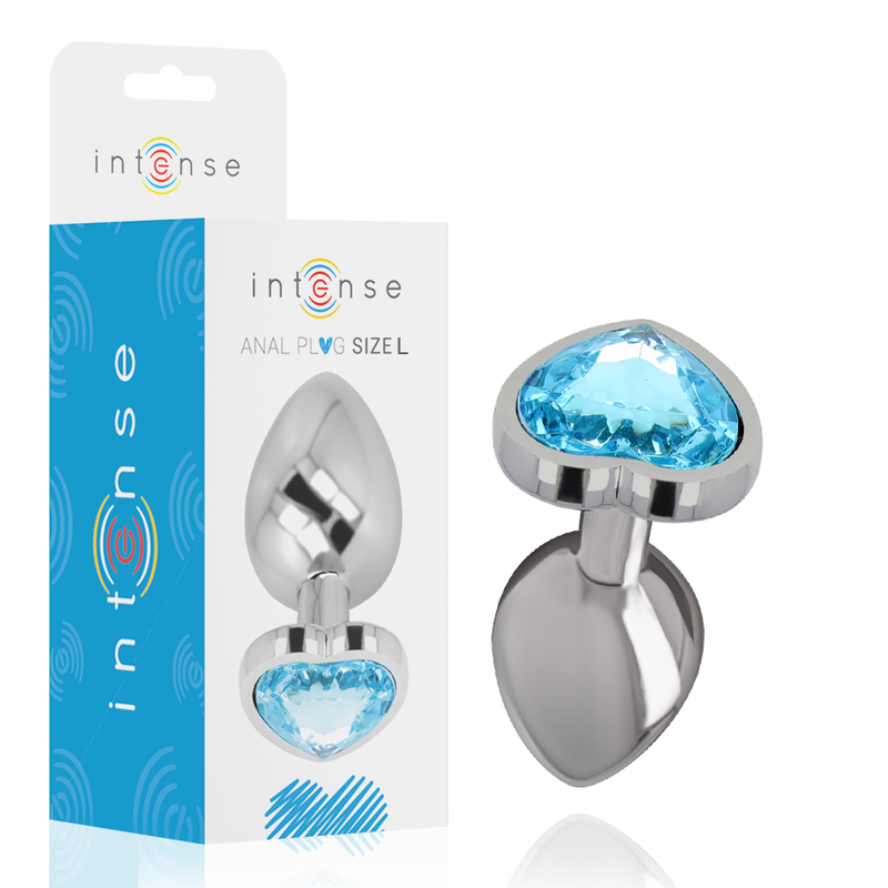 INTENSE - ALUMINUM BUTT PLUG METAL BLUE HEART SIZE L