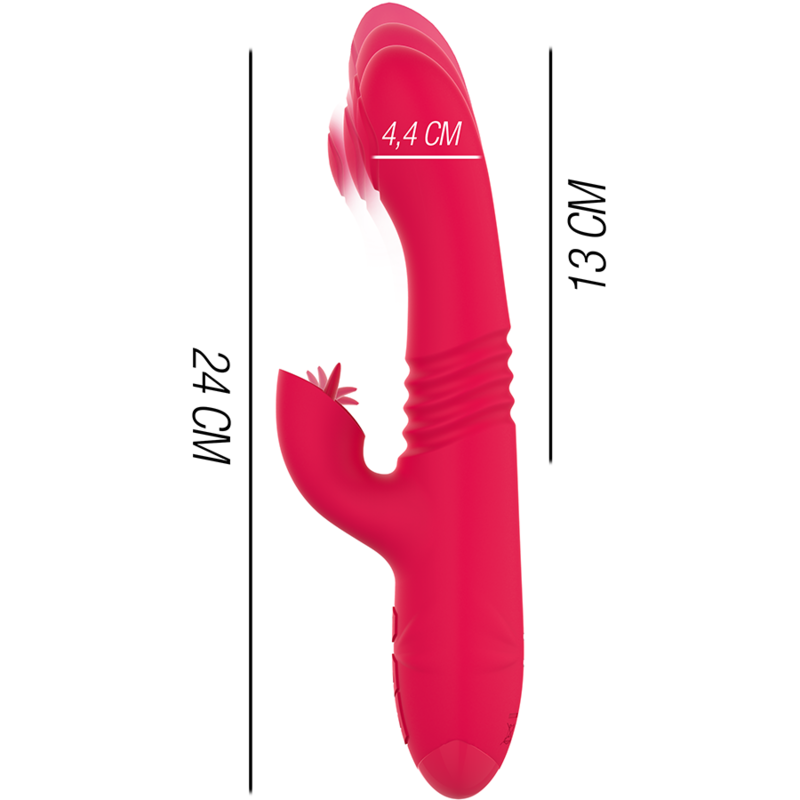 INTENSE - RECHARGEABLE UP &amp; DOWN VIBRATOR DUA MULTIFUNCTION WITH RED TONGUE