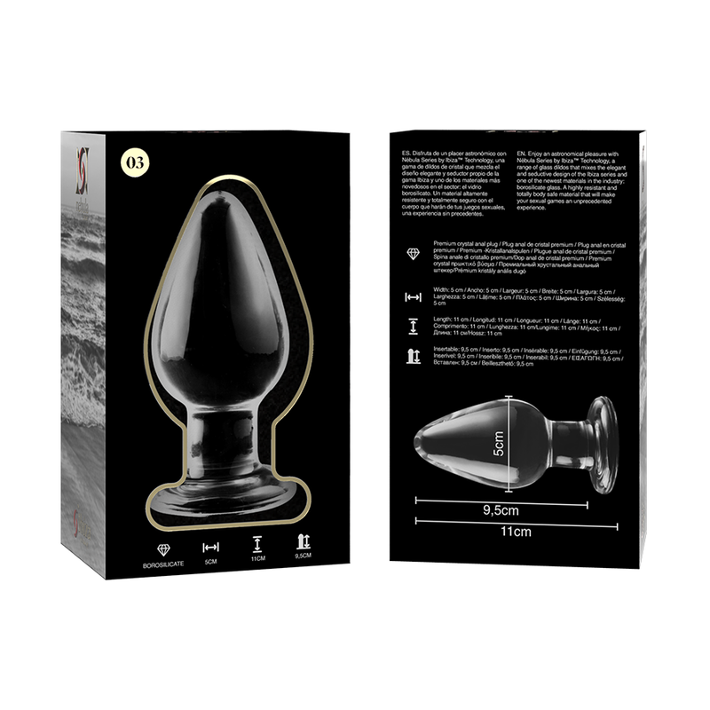 NEBULA SERIES BY IBIZA - MODEL 3 ANAL PLUG TRANSPARENT BOROSILICATE GLASS 11 CM -O- 5 CM