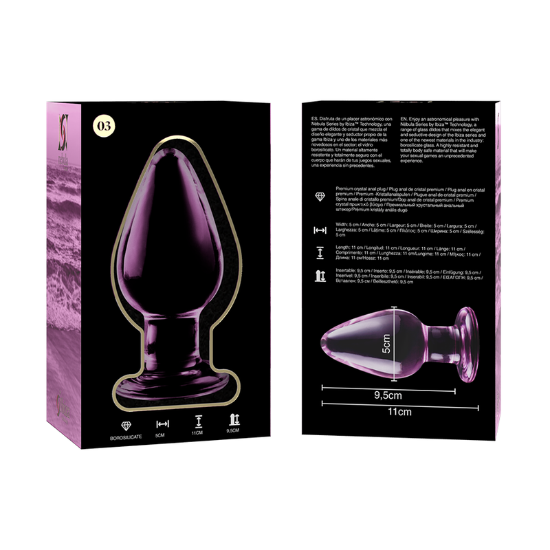 NEBULA SERIES BY IBIZA - MODEL 3 ANAL PLUG TRANSPARENT BOROSILICATE GLASS 11 CM -O- 5 CM
