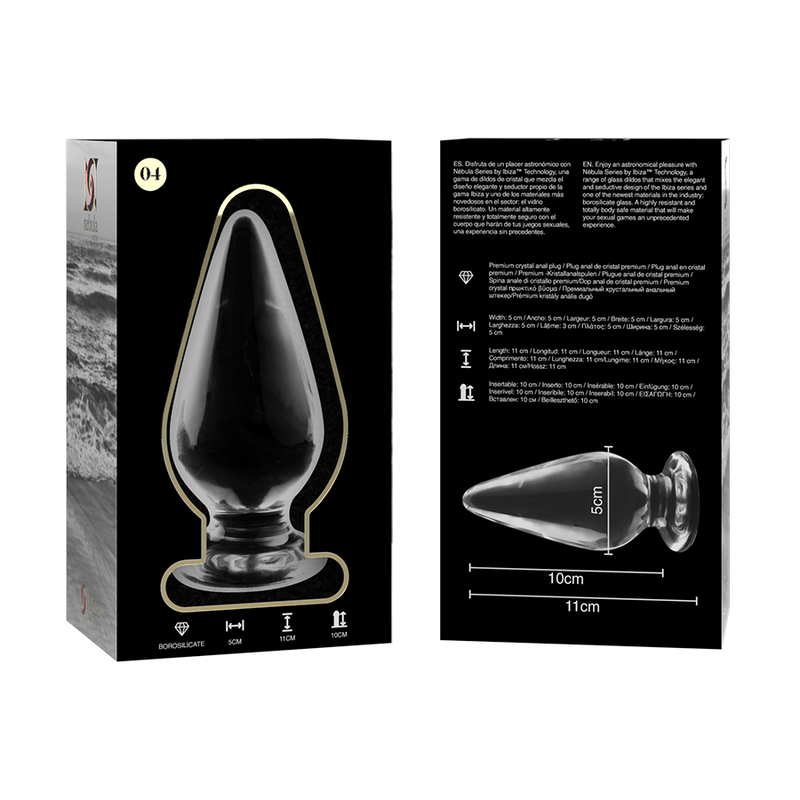 NEBULA SERIES BY IBIZA - MODEL 4 ANAL PLUG TRANSPARENT BOROSILICATE GLASS 11 CM -O- 5 CM