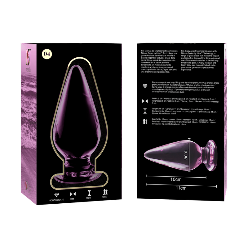 NEBULA SERIES BY IBIZA - MODEL 4 ANAL PLUG TRANSPARENT BOROSILICATE GLASS 11 CM -O- 5 CM