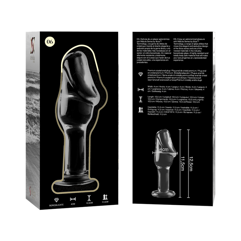 NEBULA SERIES BY IBIZA - MODEL 6 ANAL PLUG TRANSPARENT BOROSILICATE GLASS 12.5 CM -O- 4 CM