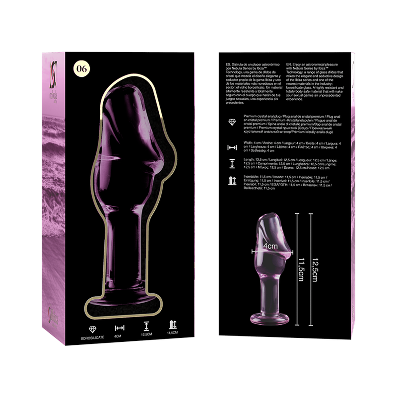 NEBULA SERIES BY IBIZA - MODEL 6 ANAL PLUG TRANSPARENT BOROSILICATE GLASS 12.5 CM -O- 4 CM