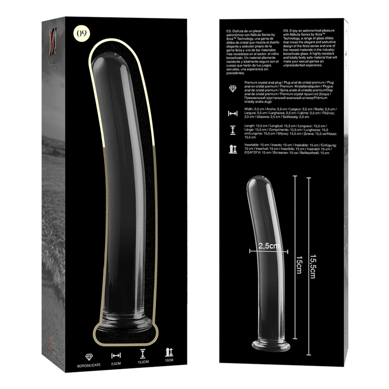 NEBULA SERIES BY IBIZA - MODEL 9 PINK BOROSILICATE GLASS DILDO 15.5 CM -O- 2.5 CM