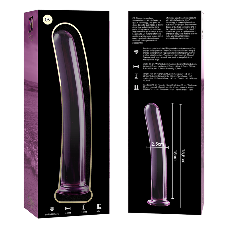 NEBULA SERIES BY IBIZA - MODEL 9 PINK BOROSILICATE GLASS DILDO 15.5 CM -O- 2.5 CM