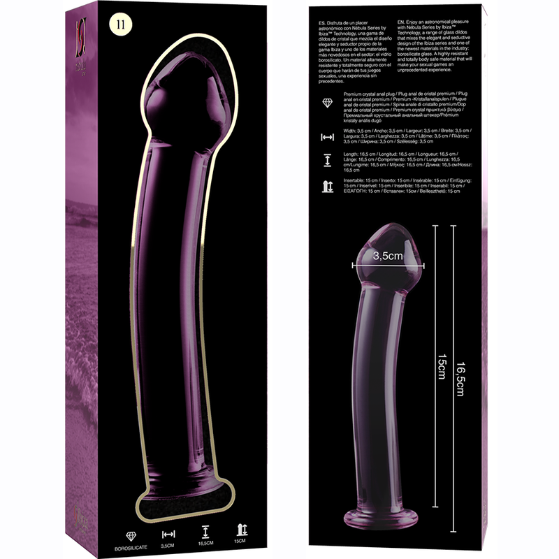 NEBULA SERIES BY IBIZA - MODEL 11 TRANSPARENT BOROSILICATE GLASS DILDO 16 CM -O- 3 CM