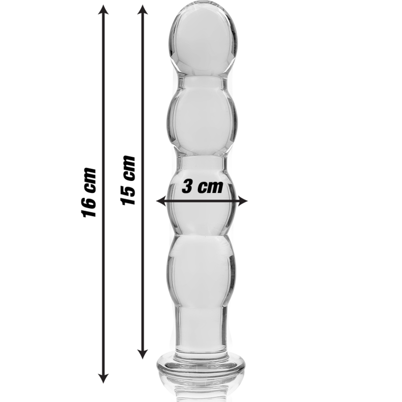 NEBULA SERIES BY IBIZA - MODEL 10 TRANSPARENT BOROSILICATE GLASS DILDO 16.5 CM -O- 3.5 CM