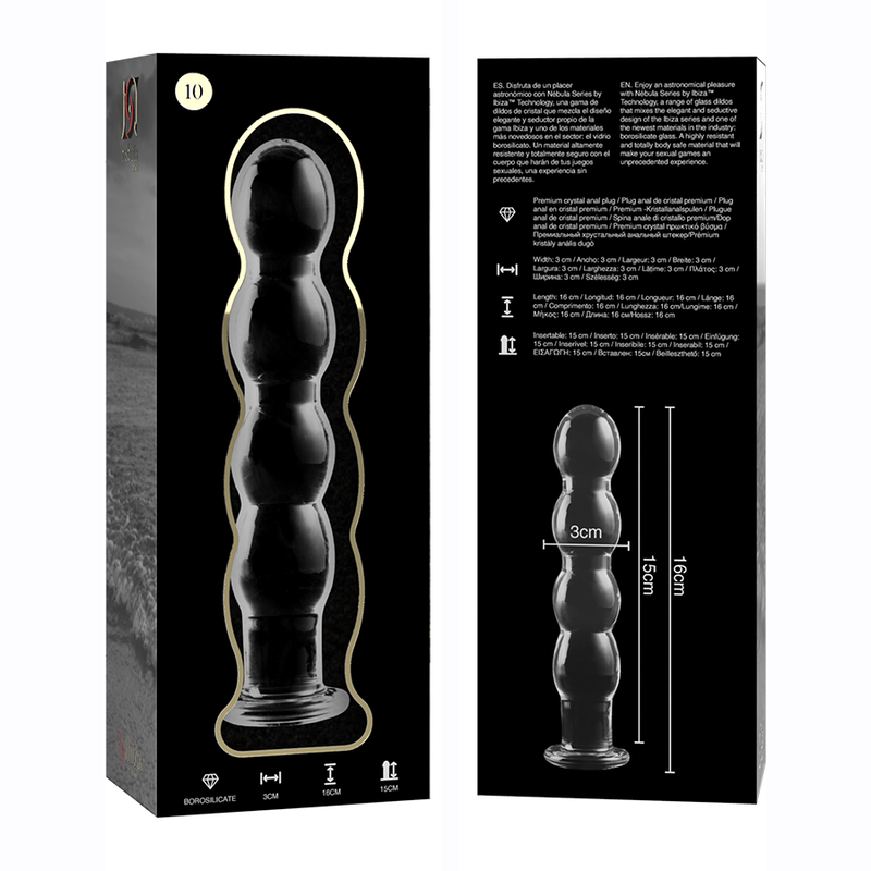 NEBULA SERIES BY IBIZA - MODEL 10 TRANSPARENT BOROSILICATE GLASS DILDO 16.5 CM -O- 3.5 CM