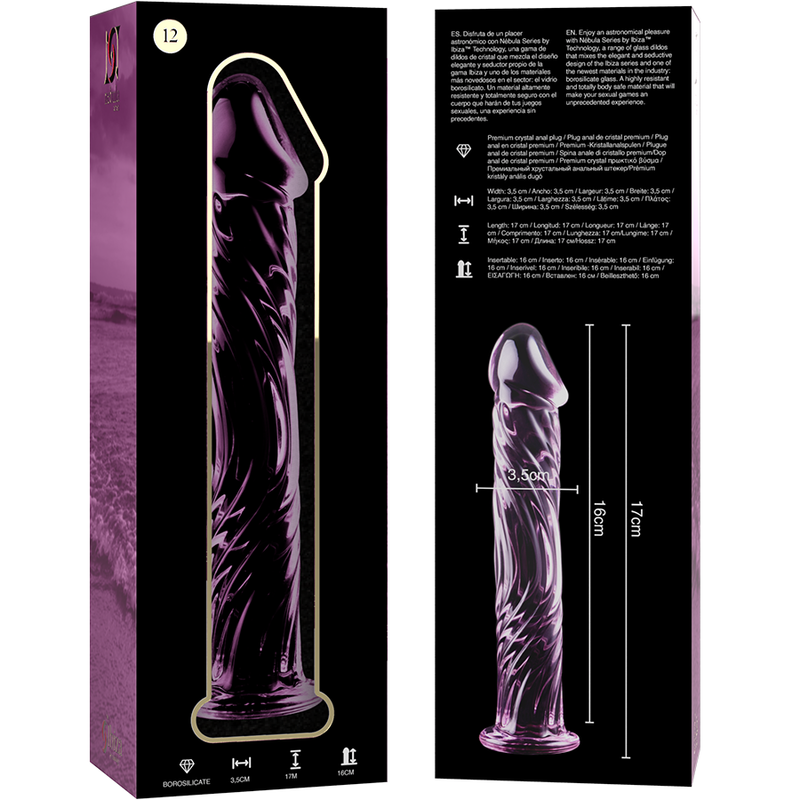 NEBULA SERIES BY IBIZA - MODEL 12 TRANSPARENT BOROSILICATE GLASS DILDO 17 CM -O- 3.5 CM