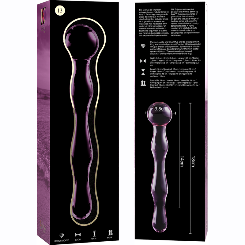 NEBULA SERIES BY IBIZA - MODEL 13 TRANSPARENT BOROSILICATE GLASS DILDO 18 CM -O- 3.5 CM